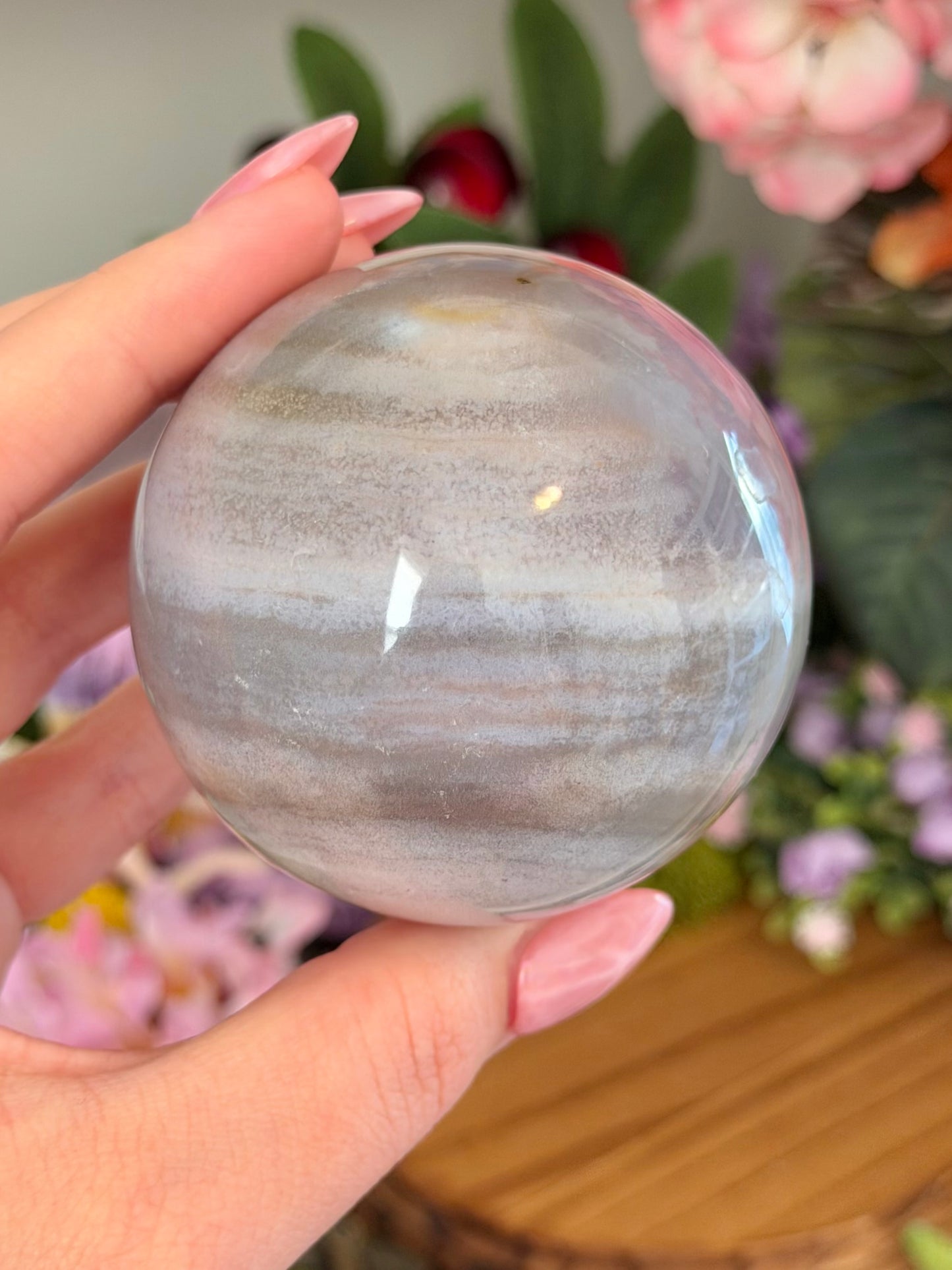 Pastel lilac sea jasper sphere