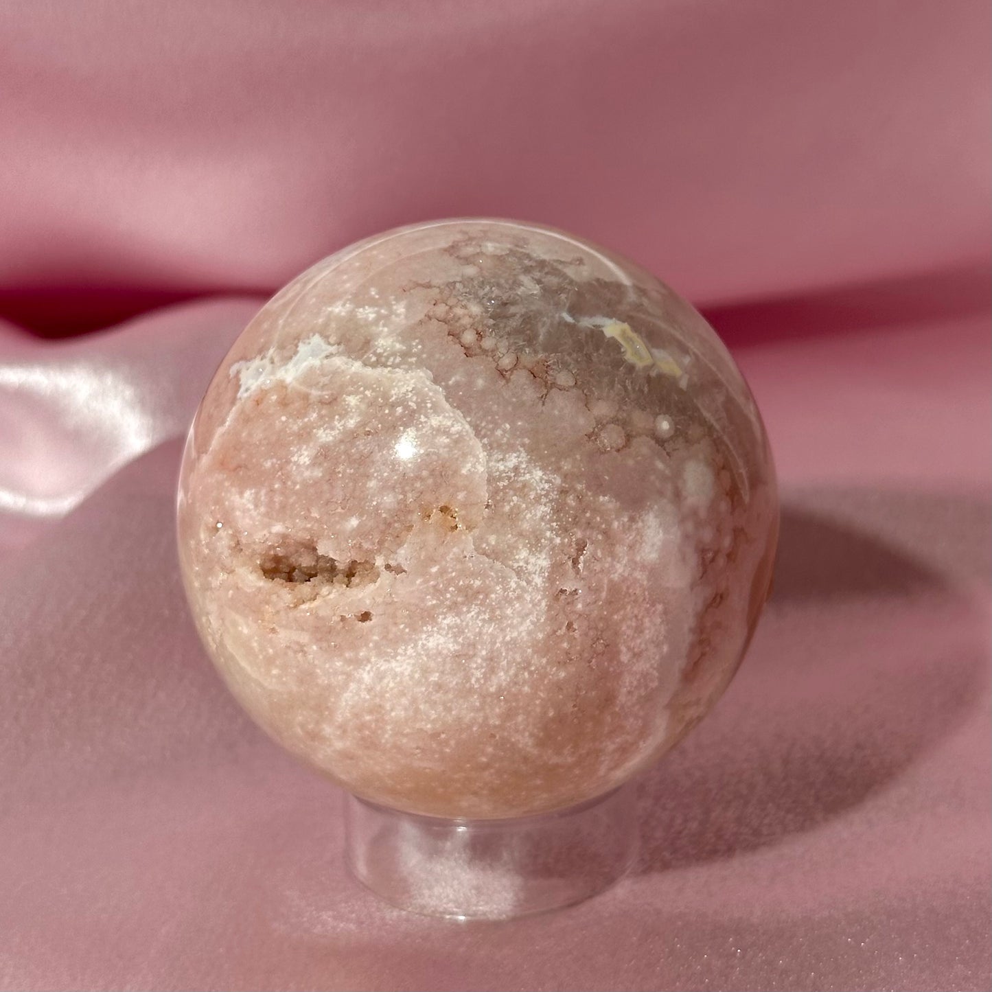 Pink amethyst flower agate sphere *imperfect (H)