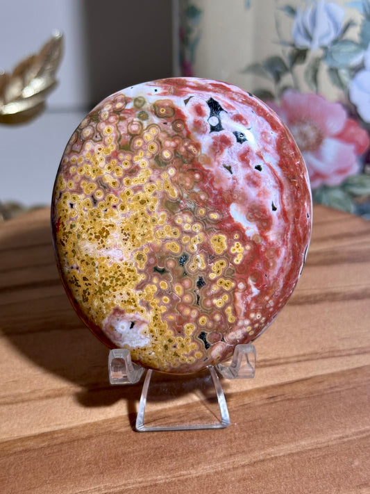 Red & yellow Ocean jasper palmstone 32