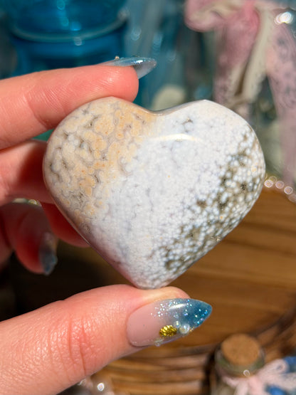 Pastel periwinkle orby sea jasper heart