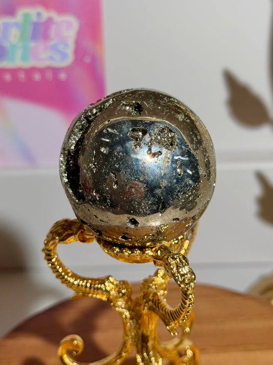 Golden pyrite sphere from Peru