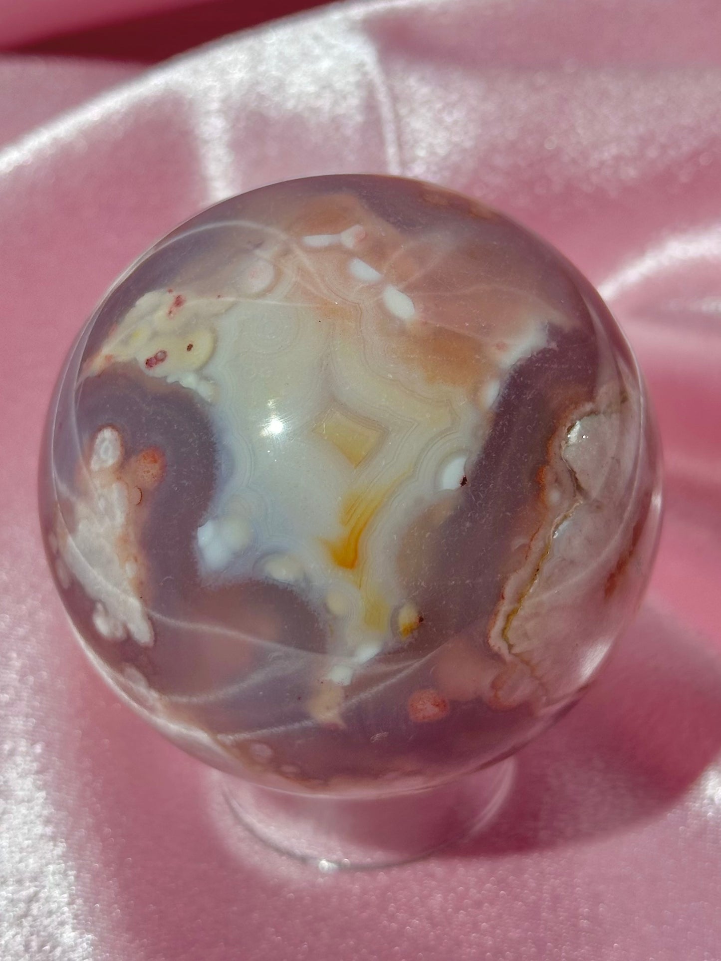 Colorful flower agate sphere from Madagascar *imperfect polish