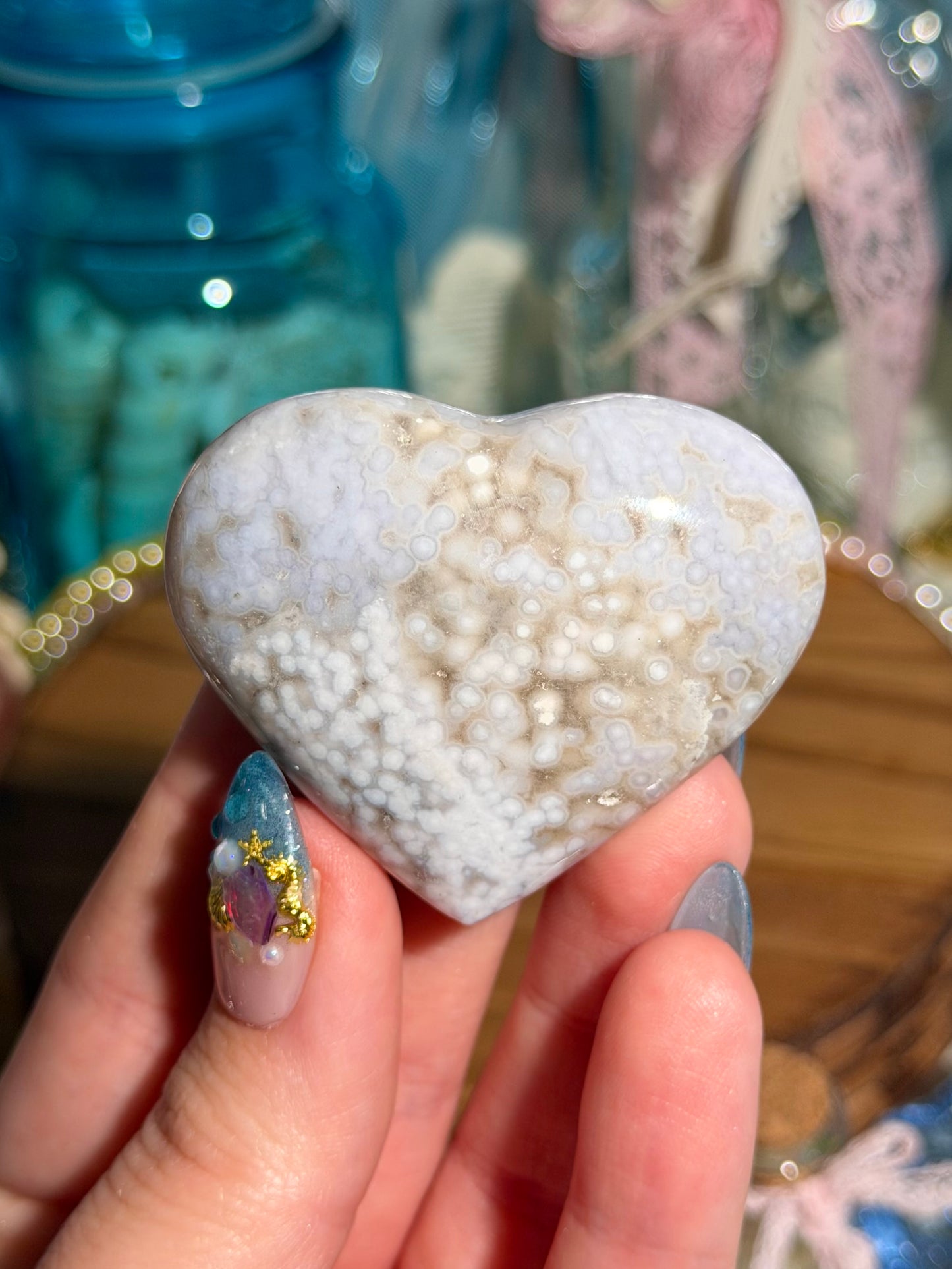 Pastel periwinkle orby sea jasper heart