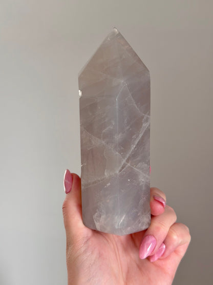 Ethereal Blue rose quartz tower