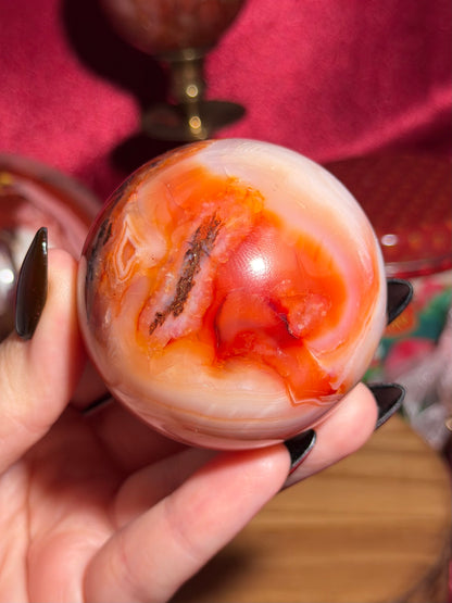 Pastel pink carnelian sphere