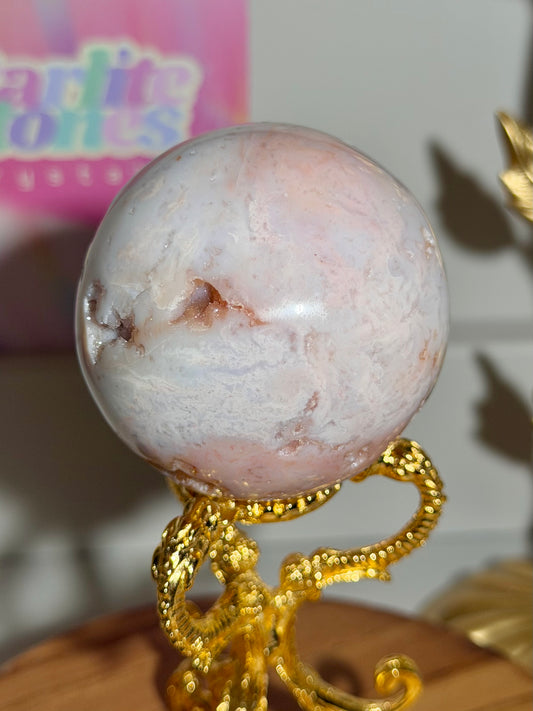 Pink carnelian sphere from Indonesia
