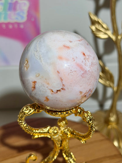 Pink carnelian sphere from Indonesia