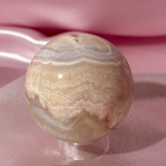 Pink amethyst flower agate sphere (I)