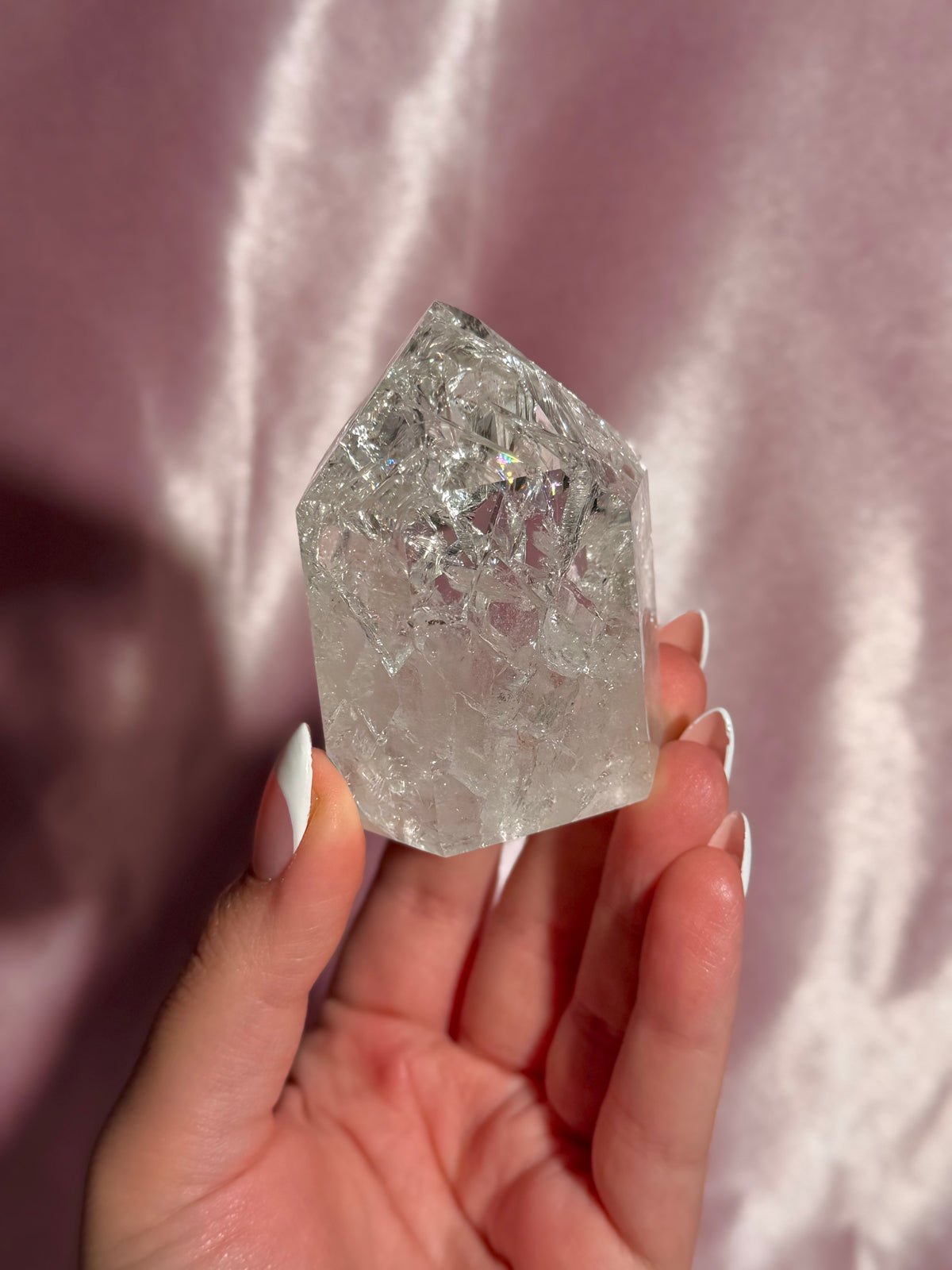 Brazilian Clear Crackle Quartz Tower