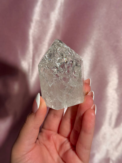 Brazilian Clear Crackle Quartz Tower
