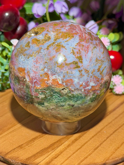 Pink cosmic sea jasper sphere