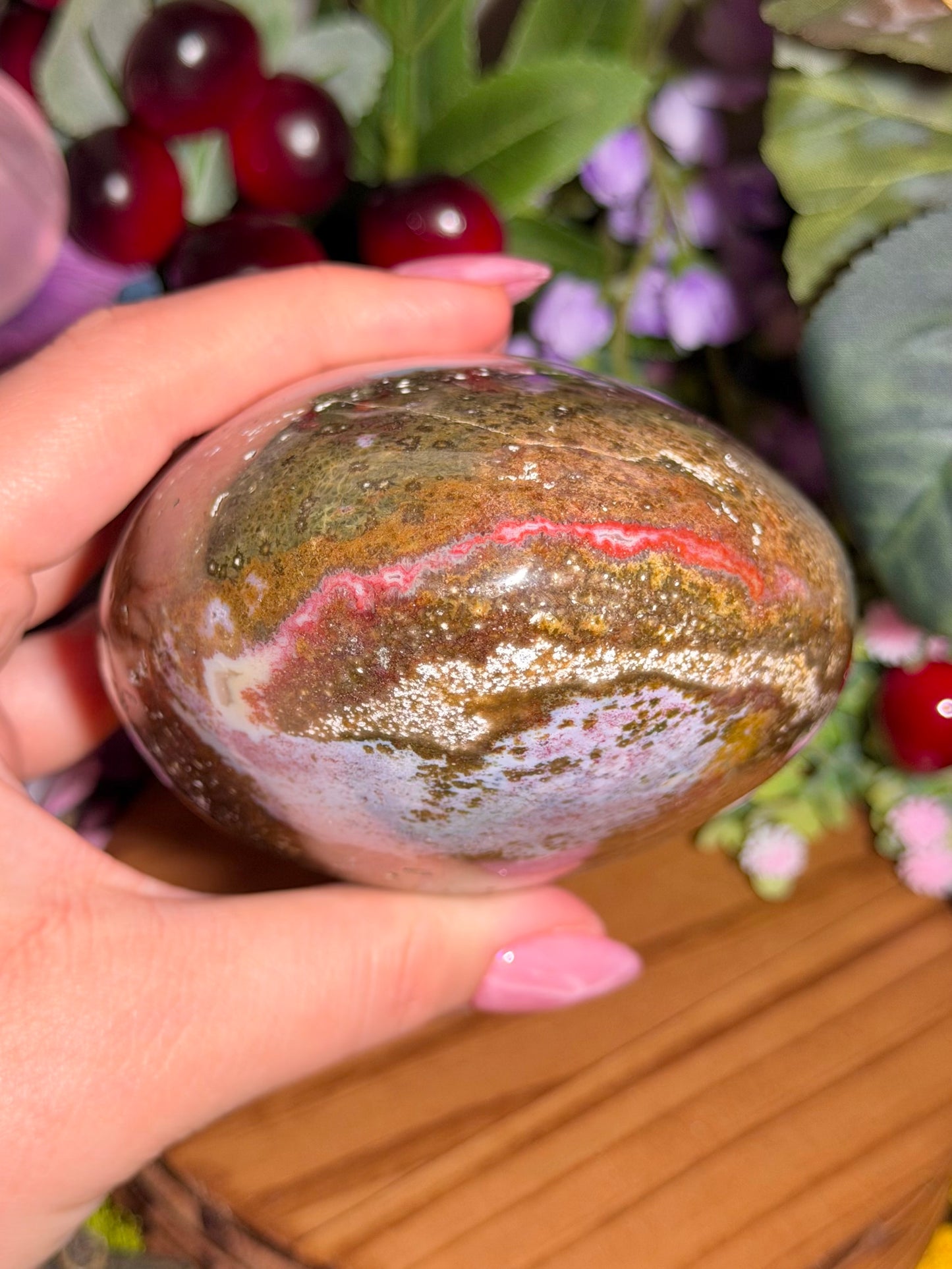 Pink & green sea jasper freeform