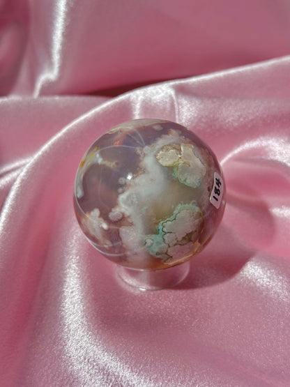 Colorful flower agate sphere from Madagascar *imperfect polish