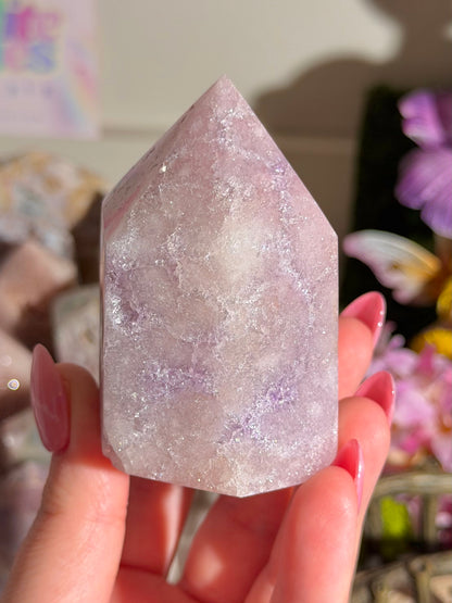 Pastel lilac pink amethyst tower from Brazil