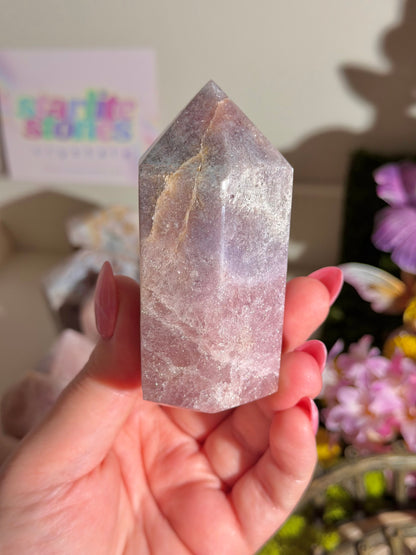 Sparkly purple pink amethyst tower from Brazil