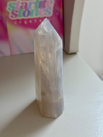Blue rose quartz tower