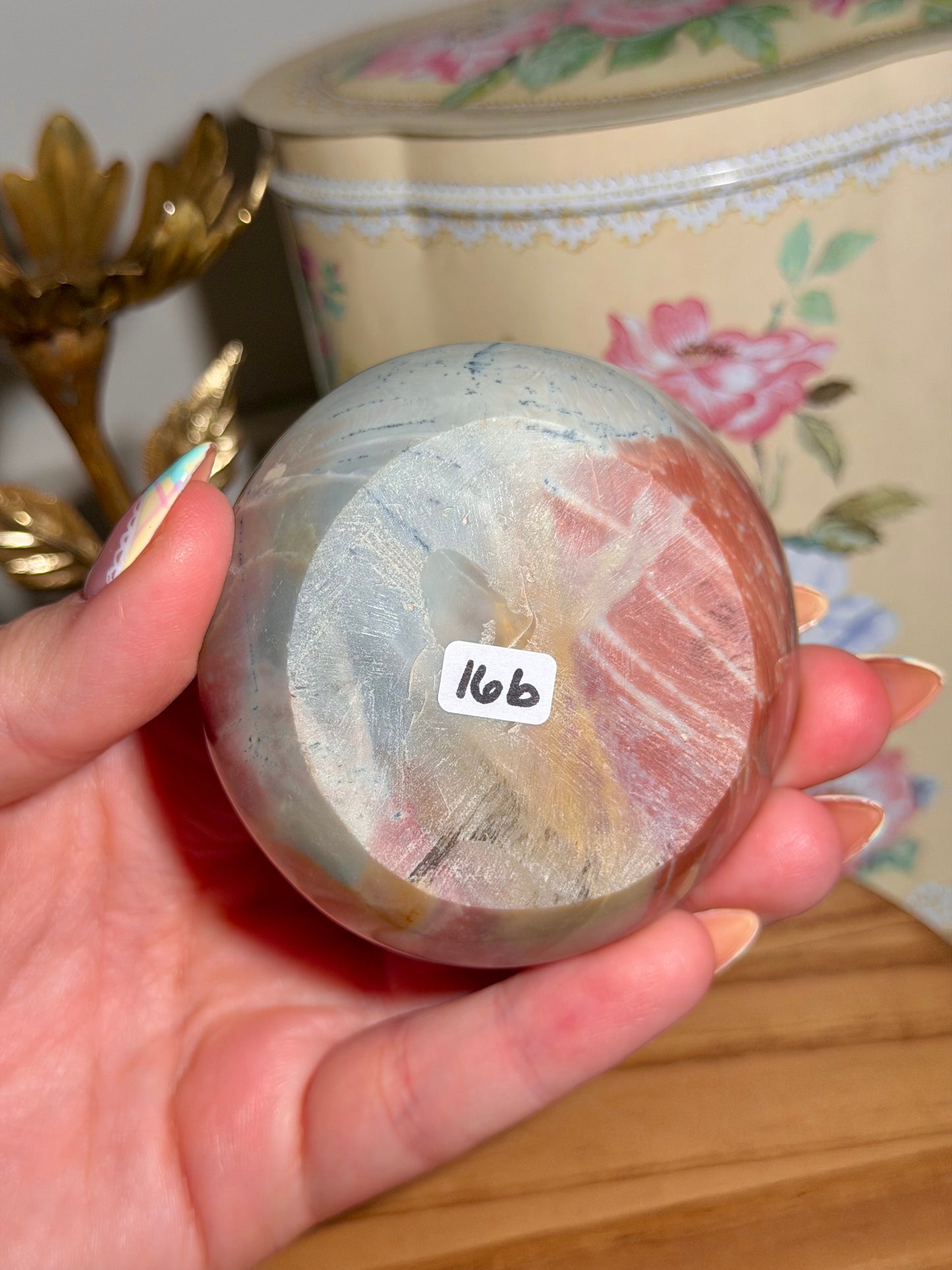 Pastel polychrome jasper bowl 16B