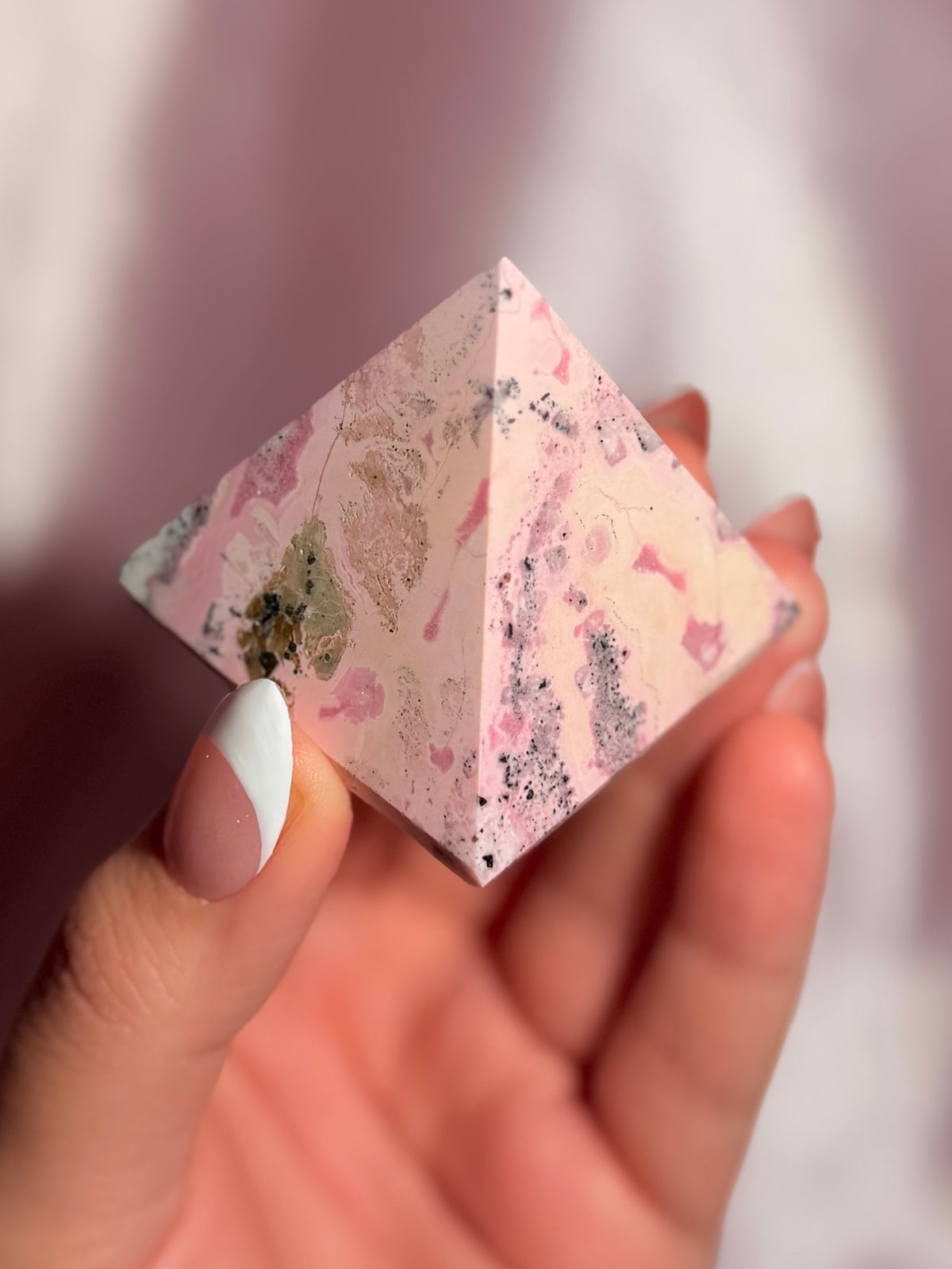 Peruvian Pink Rhodonite Pyramid