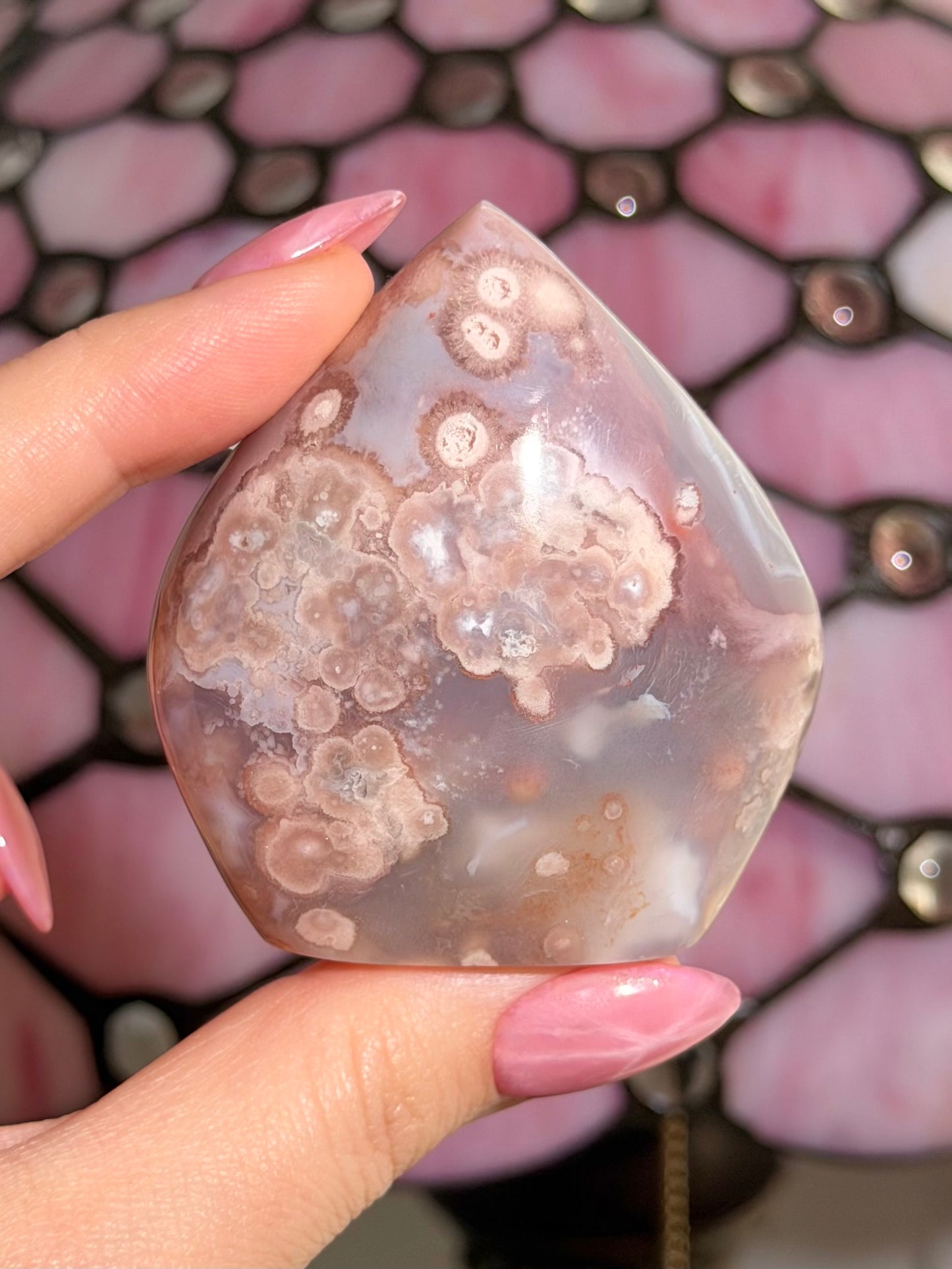 Flower agate x pink amethyst flame