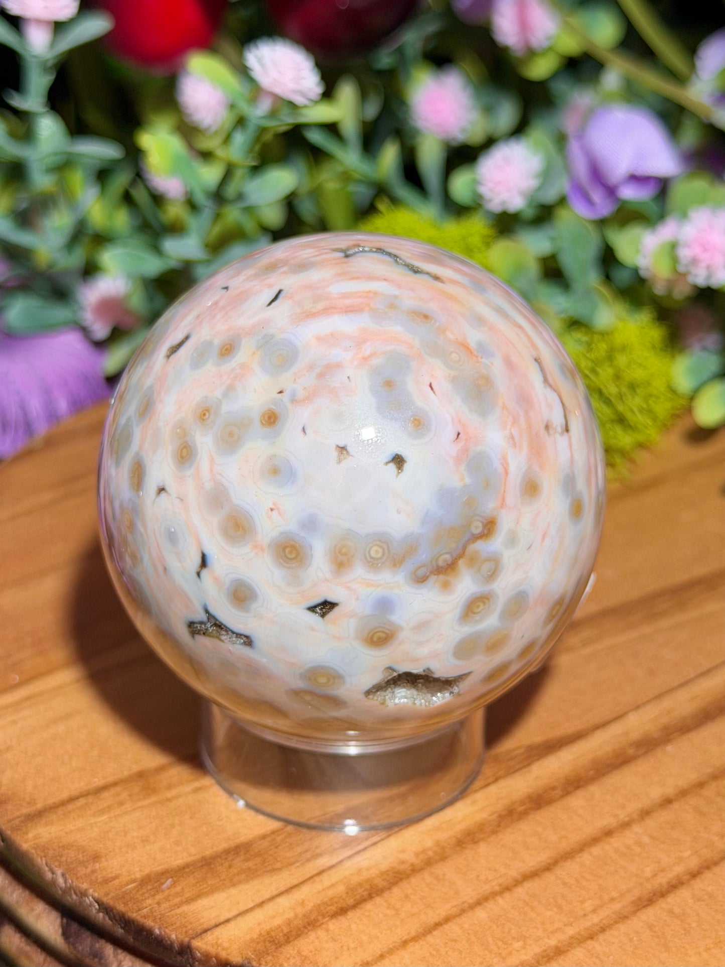 Pink 8th Vein Ocean Jasper sphere