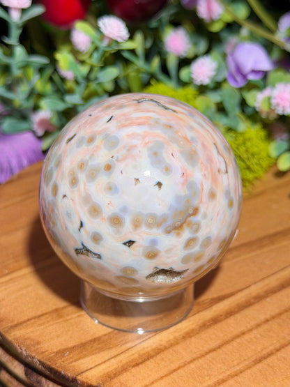 Pink 8th Vein Ocean Jasper sphere