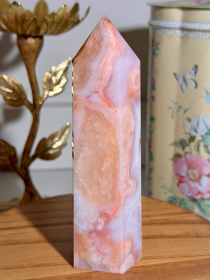 Carnelian x flower agate tower