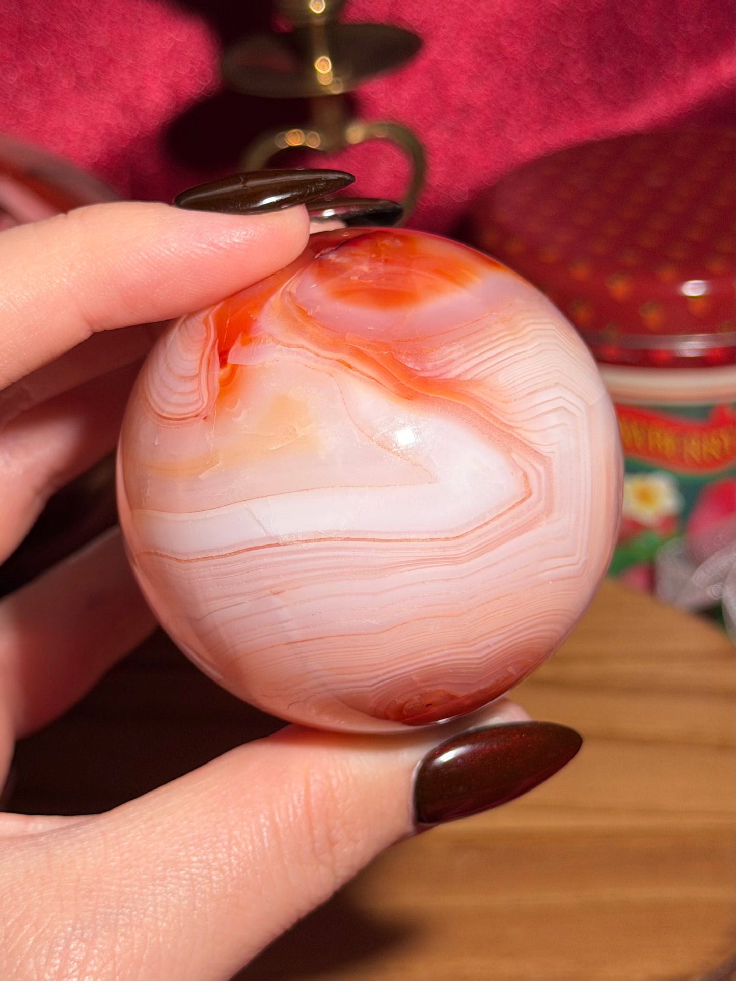 Pastel pink carnelian sphere