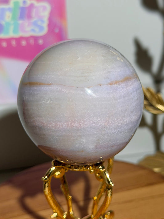 Pastel lilac and yellow sea jasper sphere
