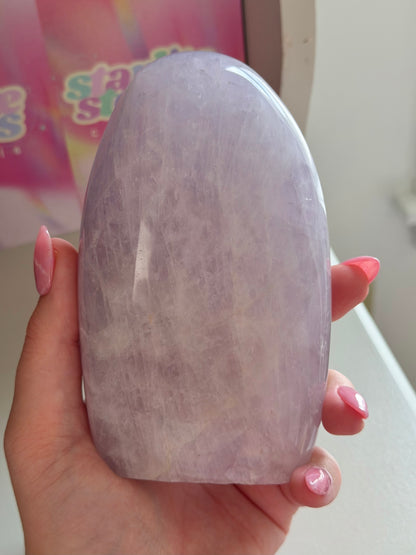 Icy lavender rose quartz freeform
