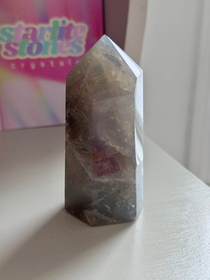 Blue rose quartz tower