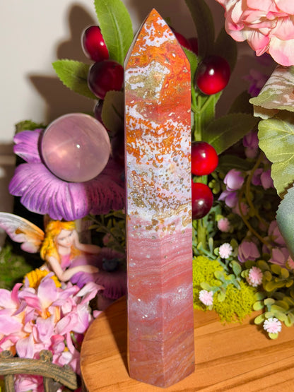 Strawberry pink orby sea jasper tower