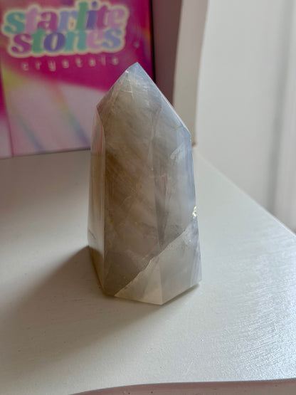 Blue rose quartz tower