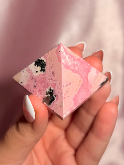 Peruvian Pink Rhodonite Pyramid (13C)