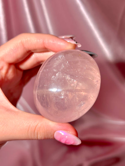 Gemmy star rose quartz palmstone (B)