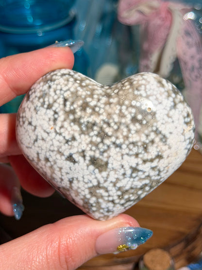 Pastel periwinkle orby sea jasper heart