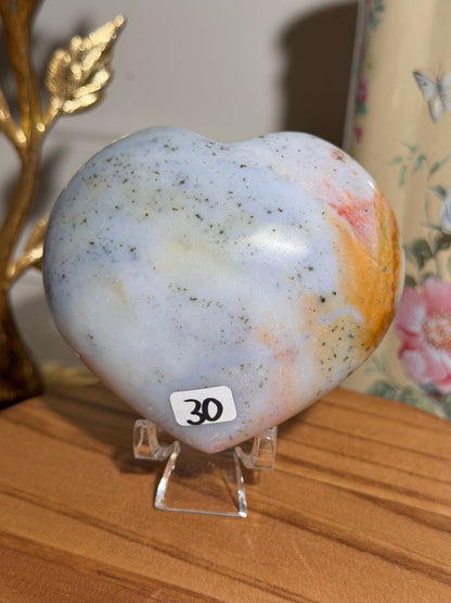 Puffy pastel rainbow sea jasper heart