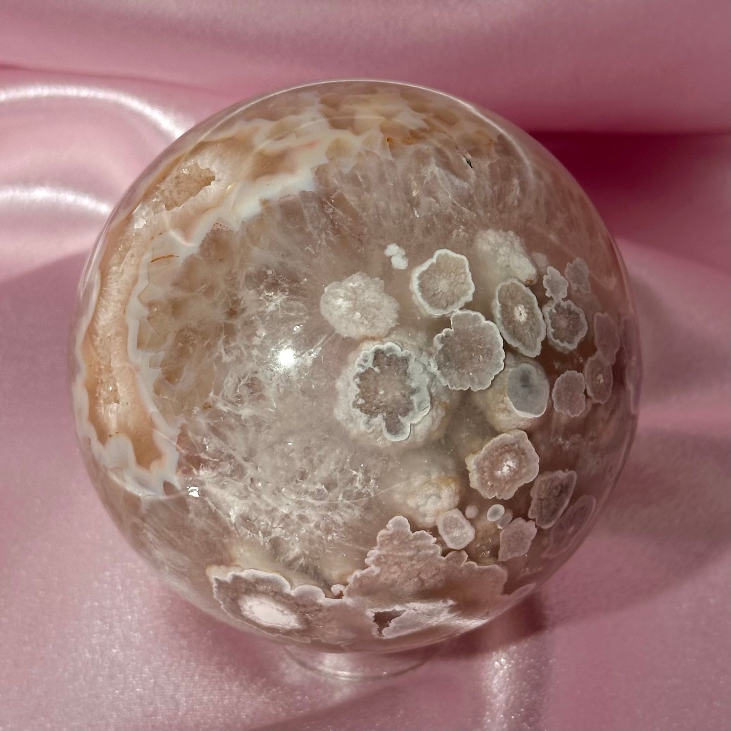 Pink amethyst flower agate sphere (D)