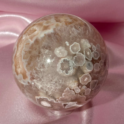 Pink amethyst flower agate sphere (D)