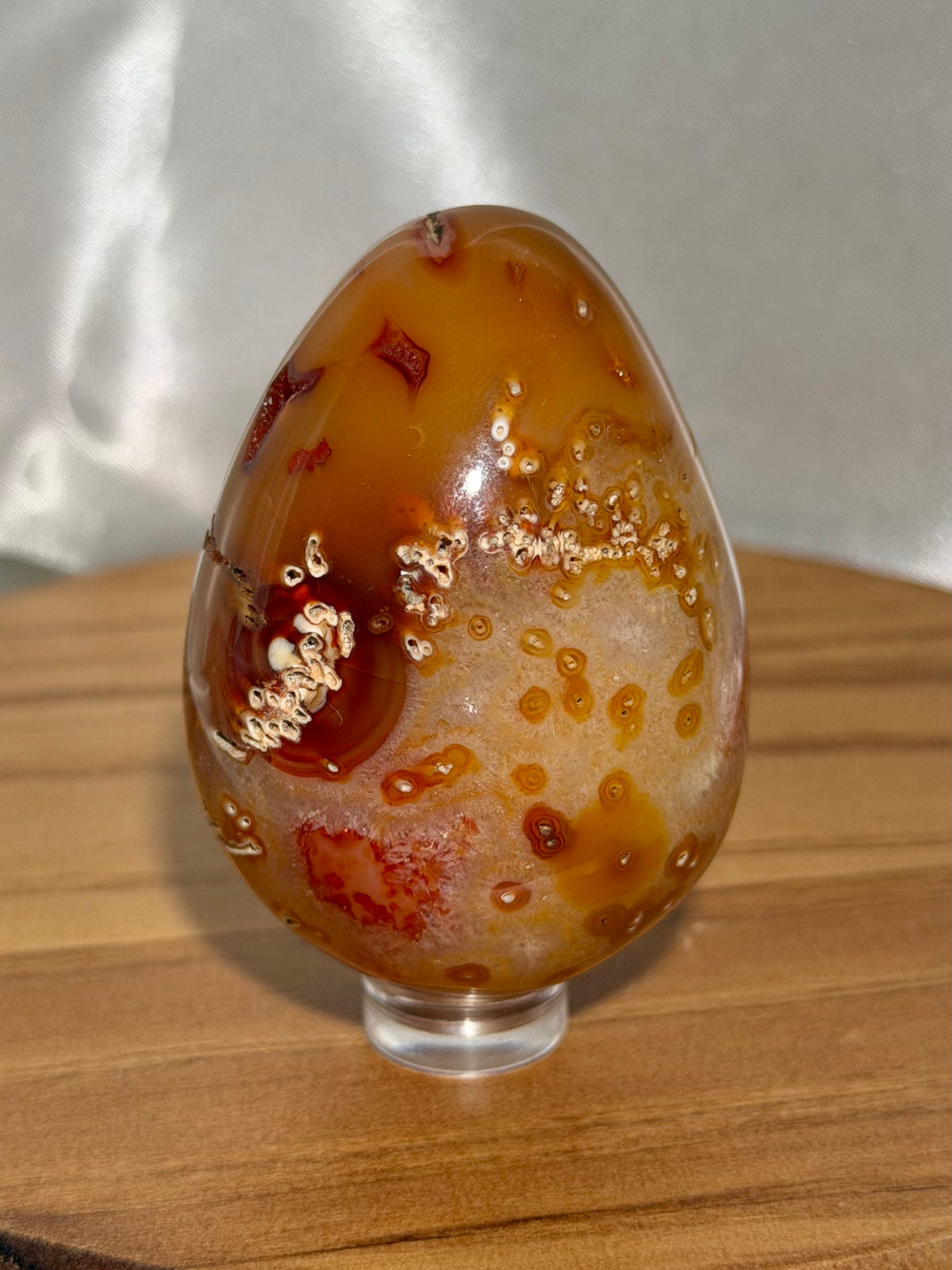 Mossy caramel carnelian egg
