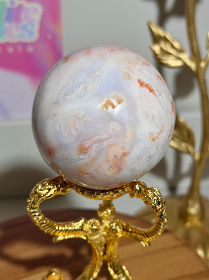 Pink carnelian sphere from Indonesia