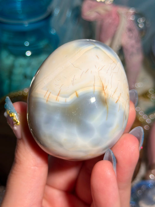 Carnelian x Orca agate oversized palmstone