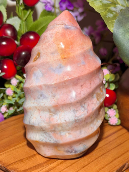 Pink "cotton candy" sea jasper flame