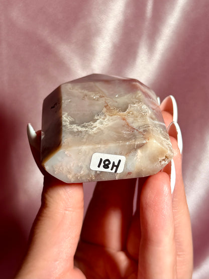 Pink Plume Agate Domino Tower (H)