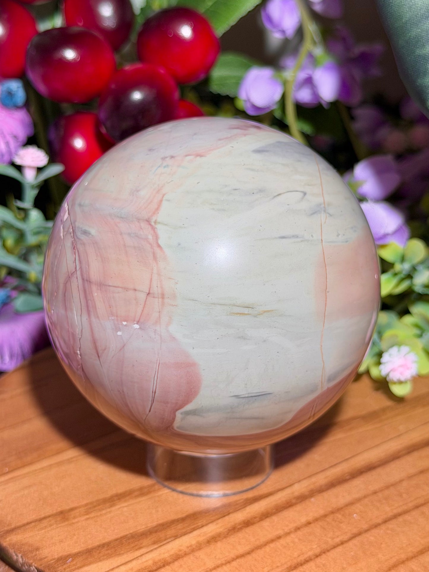 Pastel "tulip" dendritic picture jasper sphere