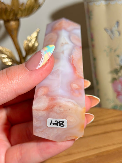Carnelian x flower agate tower