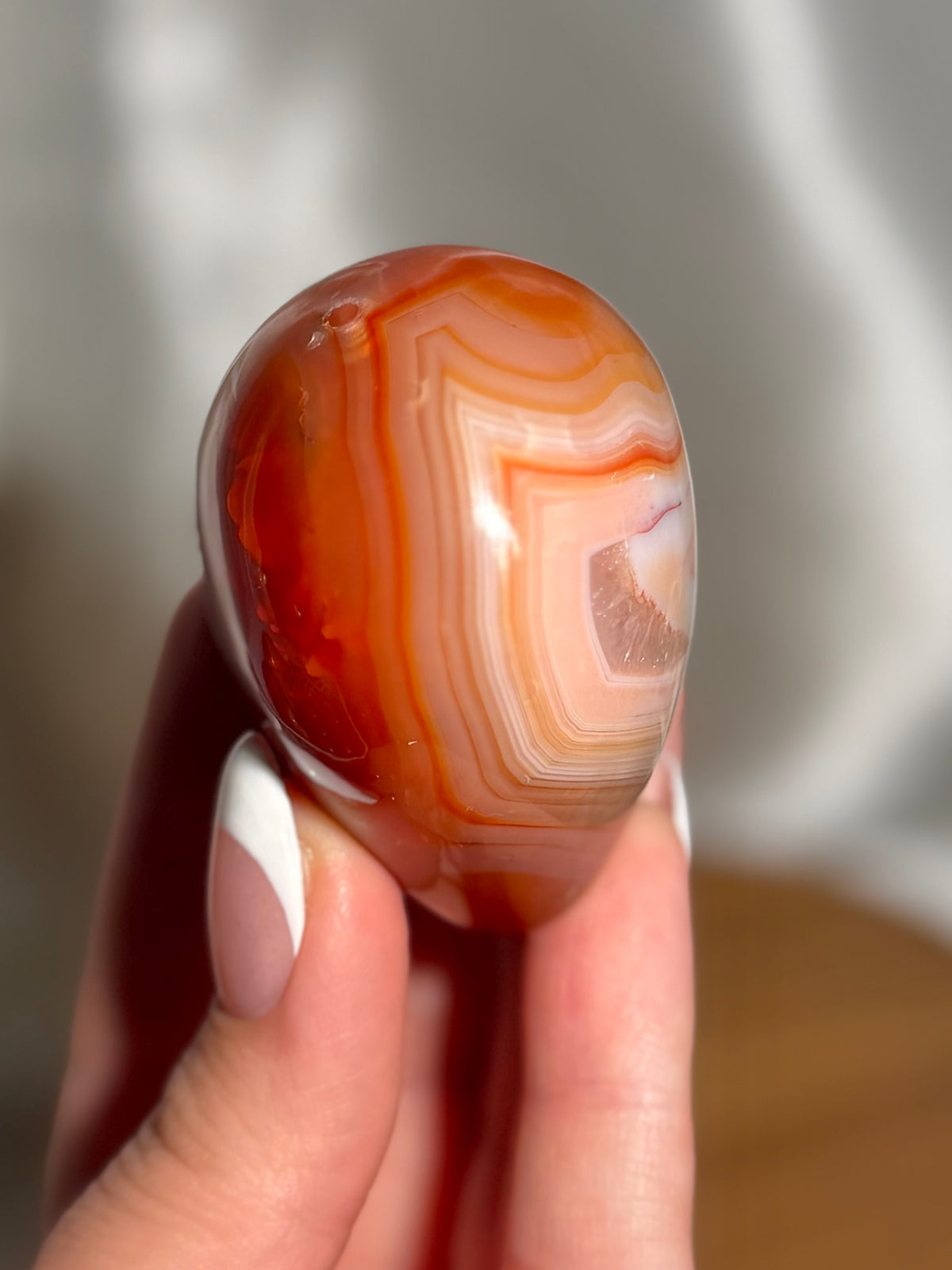 Pink banded carnelian heart