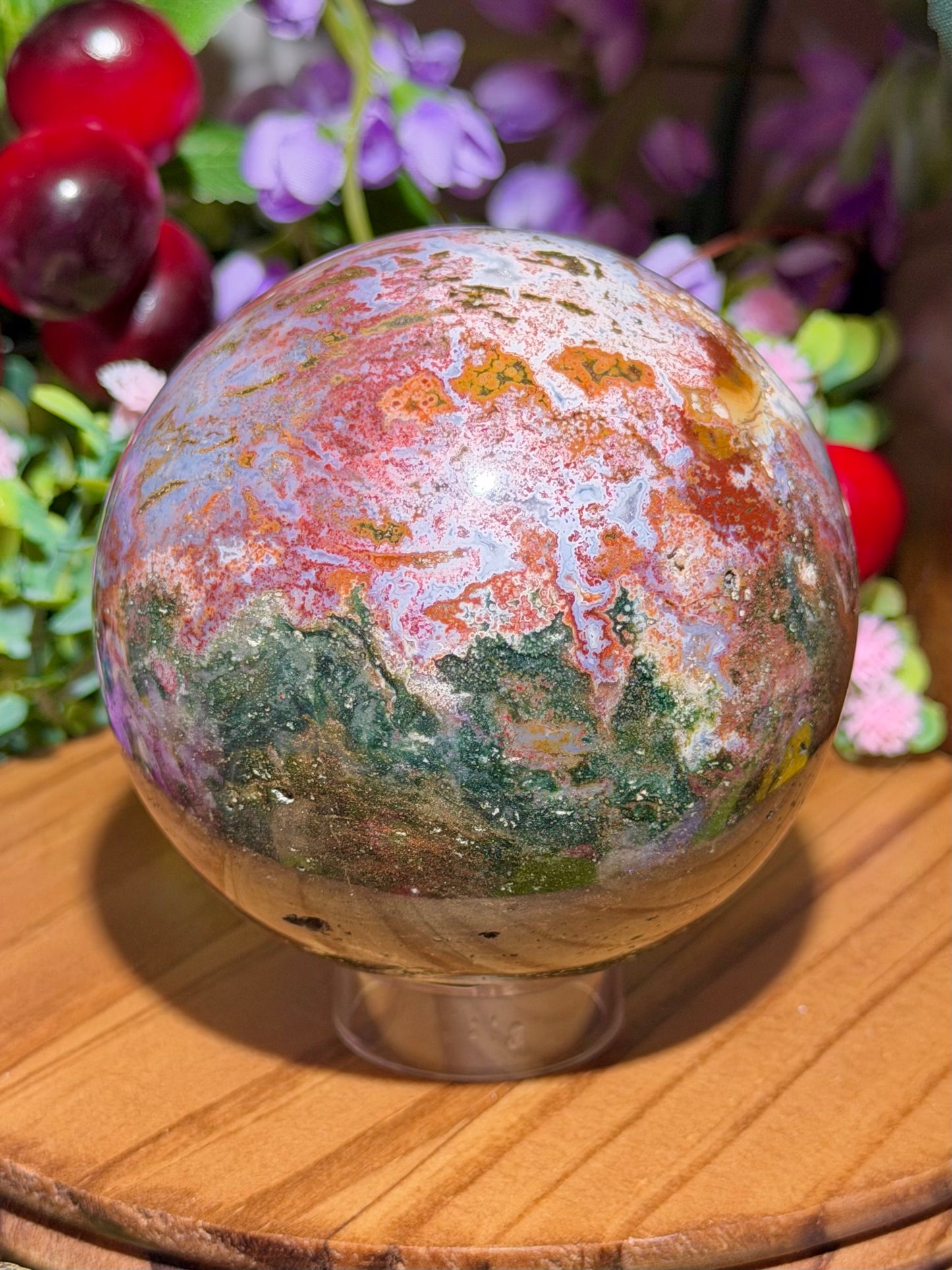 Pink cosmic sea jasper sphere