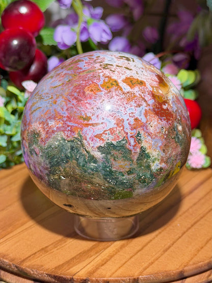 Pink cosmic sea jasper sphere