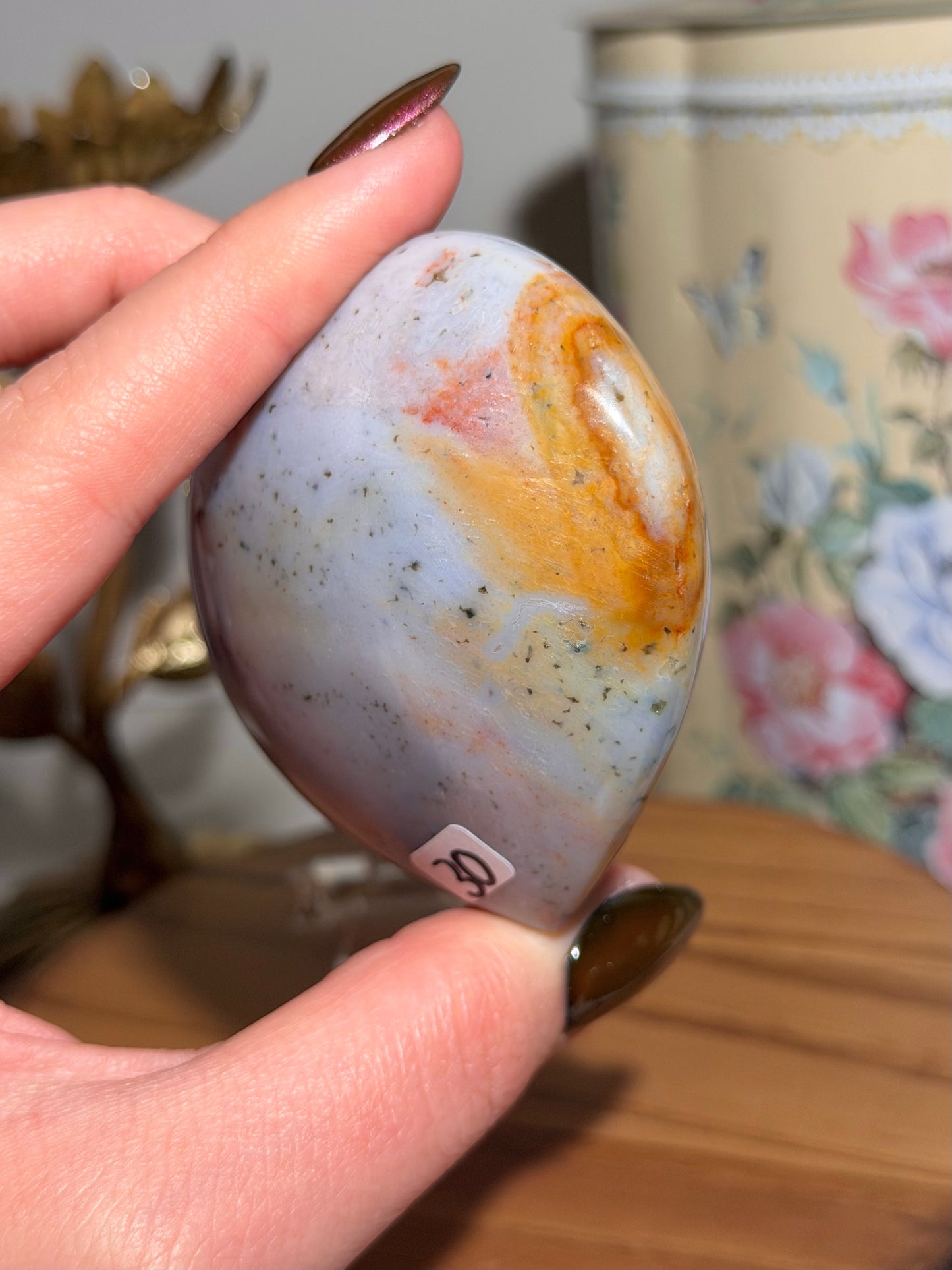 Puffy pastel rainbow sea jasper heart