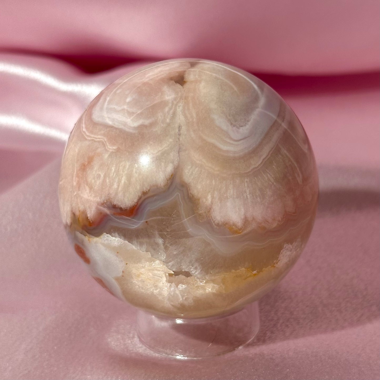 Pink amethyst flower agate sphere (I)